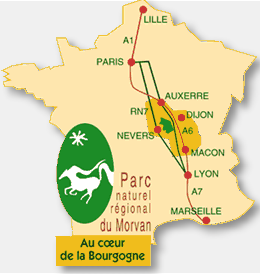 plattegrond frankrijk met de morvan