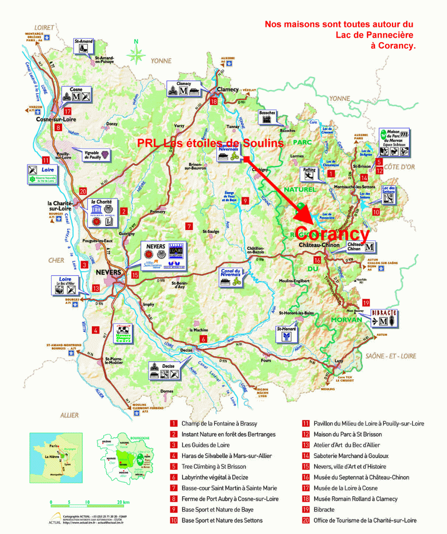 plan indiquant les gîes